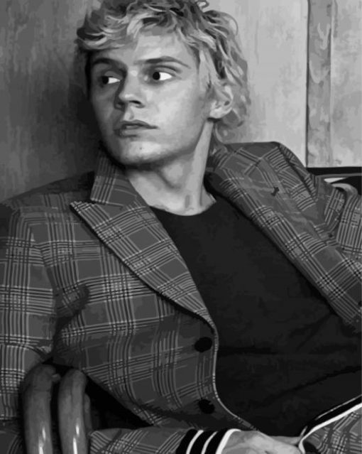 Black And White Actor Evan Peters Diamond Painting