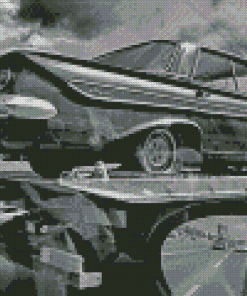 Black And White Classic Car On A Tow Truck Diamond Painting