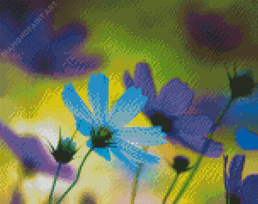 Blue And Purple Flower Diamond Painting