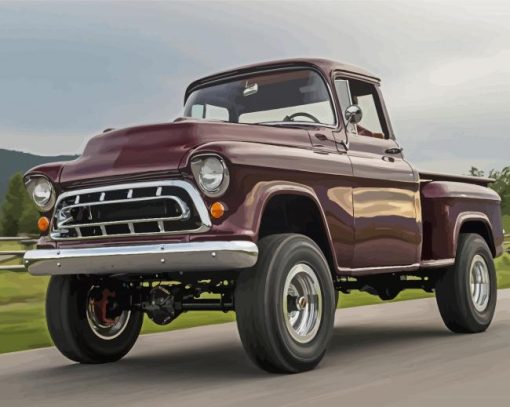 Brown Classic Chevy Truck Diamond Painting