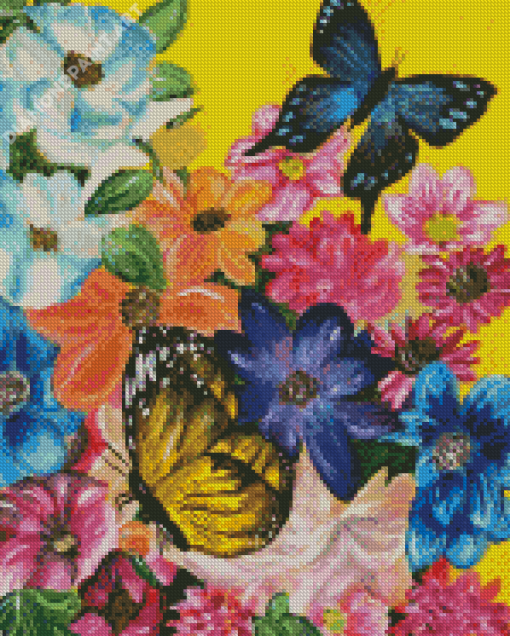 Butterflies And Blooms Art Diamond Painting