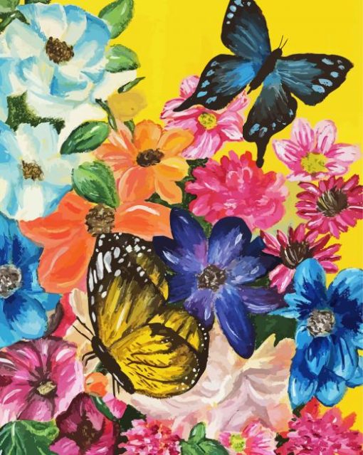 Butterflies And Blooms Art Diamond Painting