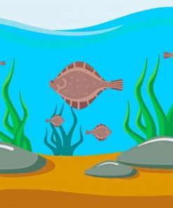 Cartoon Flounder Fish Diamond Painting