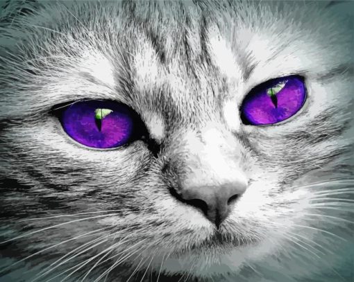 Cat With Violet Eyes Diamond Painting