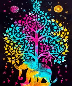 Colorful Elephant Tree Of Life Diamond Painting