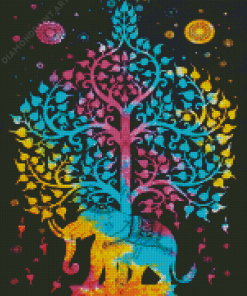 Colorful Elephant Tree Of Life Diamond Painting