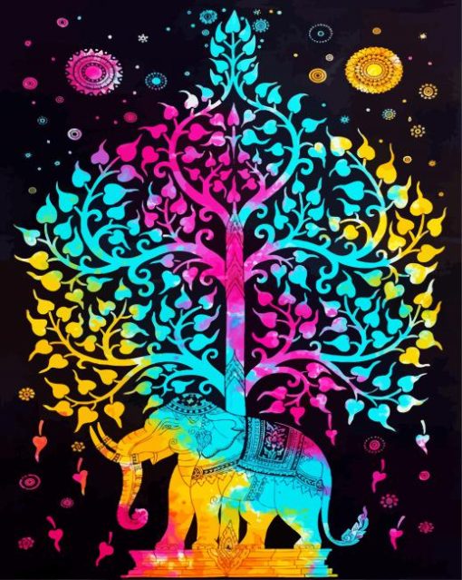 Colorful Elephant Tree Of Life Diamond Painting