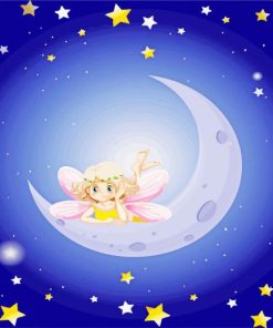 Fairy On The Moon Cartoon Diamond Painting