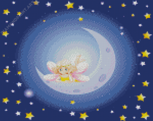 Fairy On The Moon Cartoon Diamond Painting