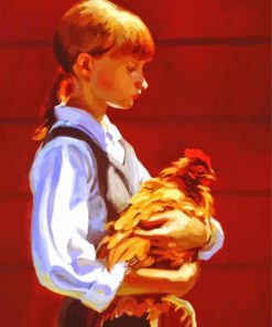 Girl With Chicken Arts Diamond Painting