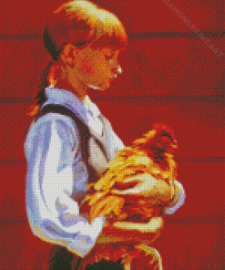 Girl With Chicken Arts Diamond Painting