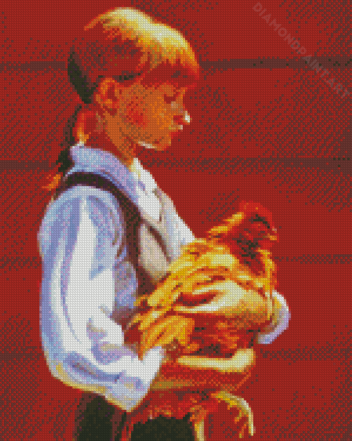 Girl With Chicken Arts Diamond Painting