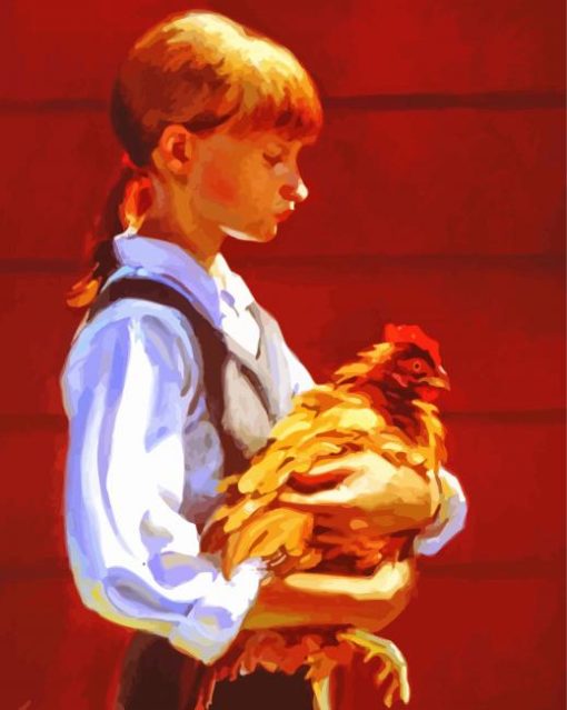 Girl With Chicken Arts Diamond Painting