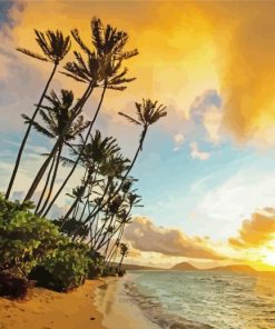 Hawaii Kahala Beach At Sunset Diamond Painting