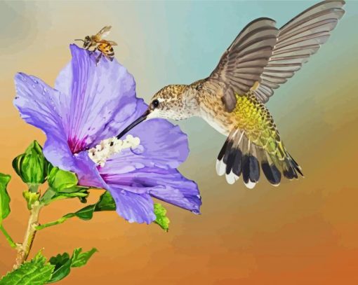 Hummingbird And Bee Diamond Painting