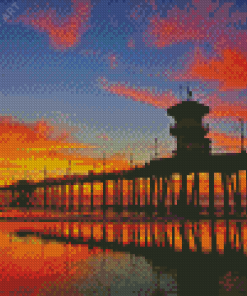 Huntington Beach Pier Sunset Diamond Painting