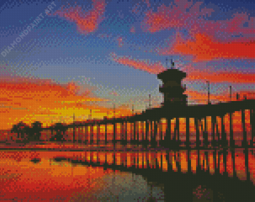 Huntington Beach Pier Sunset Diamond Painting