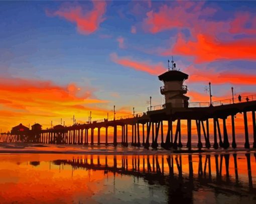 Huntington Beach Pier Sunset Diamond Painting