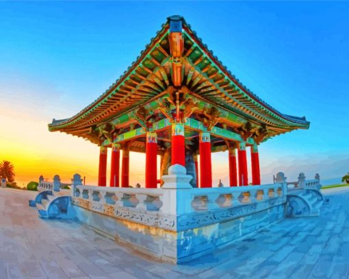 Korean Friendship Bell At Sunrise Diamond Painting