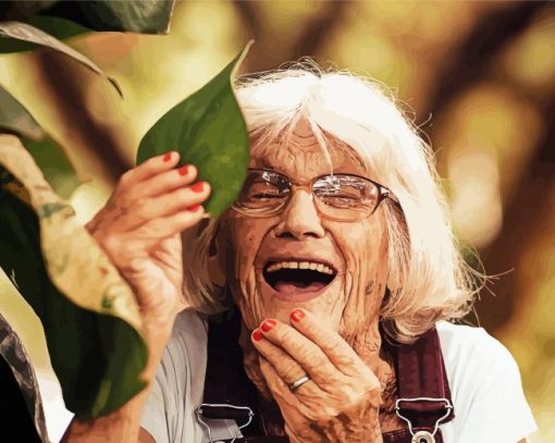 Laughing Old Woman Diamond Painting