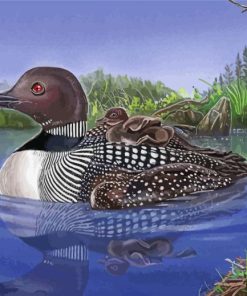 Loon With Babies Diamond Painting