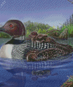 Loon With Babies Diamond Painting