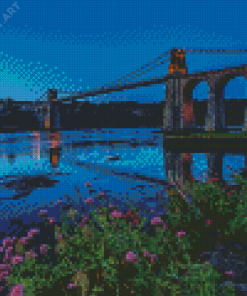 Menai Bridge Wales At Night Diamond Painting