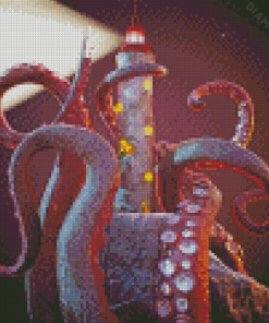 Octopus And Lighthouse Diamond Painting