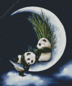 Panda Couple On Moon Diamond Painting