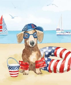 Patriotic Dachshund Dog Diamond Painting