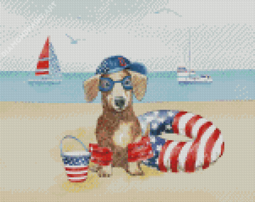 Patriotic Dachshund Dog Diamond Painting