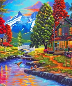 Peace River Cabin Landscape Diamond Painting