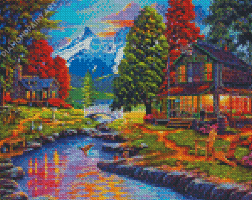 Peace River Cabin Landscape Diamond Painting