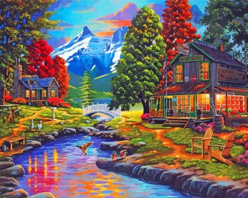 Peace River Cabin Landscape Diamond Painting