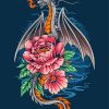 Pink Flower Dragon Diamond Painting