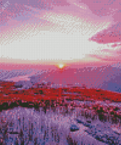 Purple Mountain At Sunset Diamond Painting