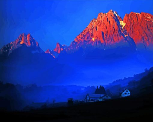 Pyrenees Mountains At Sunset Diamond Painting