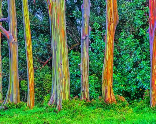 Rainbow Eucalyptus Trees Diamond Painting