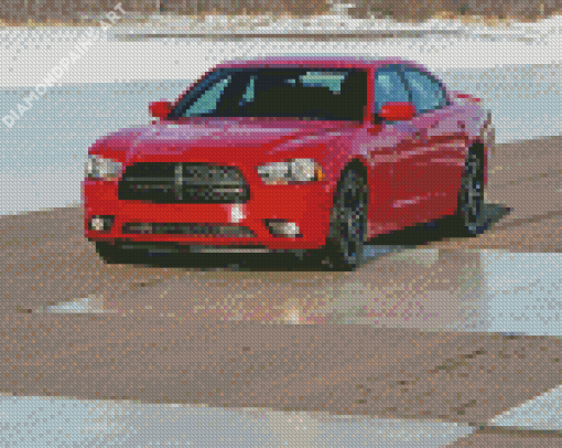 Red 2010 Dodge Charger Car Diamond Painting