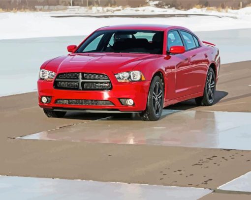 Red 2010 Dodge Charger Car Diamond Painting