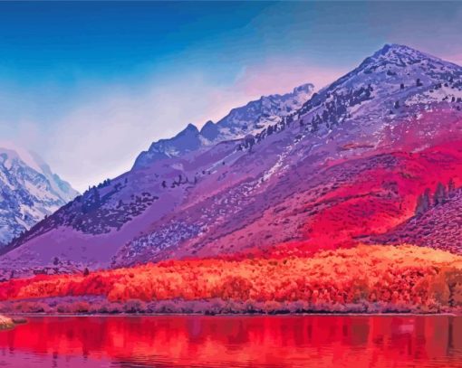 Red Pink Mountains Diamond Painting