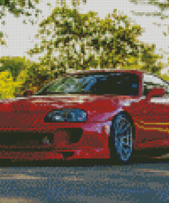 Red Toyota Supra Mk4 Diamond Painting