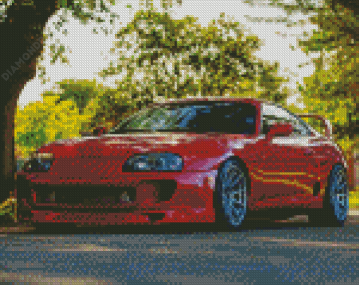 Red Toyota Supra Mk4 Diamond Painting