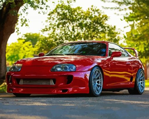 Red Toyota Supra Mk4 Diamond Painting