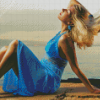 Seaside Blue Dress Woman Diamond Painting