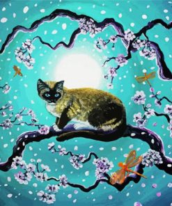 Siamese Snowshoe And Sakura Diamond Painting