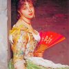 Spanish Young Girl With Hand Fan Diamond Painting