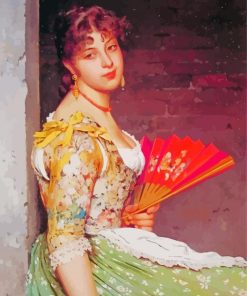 Spanish Young Girl With Hand Fan Diamond Painting