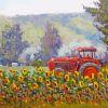 Tractor With Sunflowers Art Diamond Painting