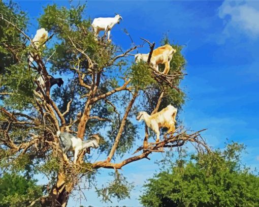 Tree Goats Diamond Painting